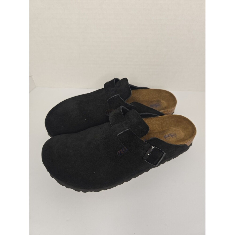 BIRKENSTOCK Boston black suede Soft Footbed clogs shoes Unisex 39 US 8 W/ 7M - Picture 2 of 8